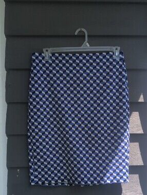 NYCC Blue Geometric A Line Trendy Skirt Size Medium